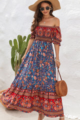 Bohemia Short Sleeve Smocked Maxi Dress