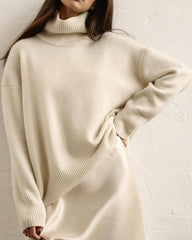 Splicing High Pile Collar Knit Sweater