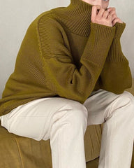 Splicing High Pile Collar Knit Sweater