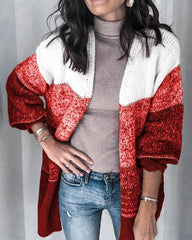 V-neck Contrast Knit Sweater Cardigans