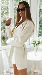 Suit Style Single-breasted Elastic Buckle Belt Coat Blazers