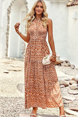 Fashion Print Halter Neck Casual Dress