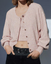 Splicing Single-breasted Lantern Sleeve Cardigan Sweaters Tank Tops