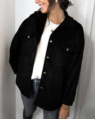 Splicing Single-breasted Button Suede Lapel Outerwear Coat