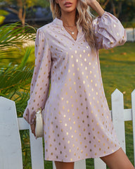 V-neck Polka Dot Ruffled Floral Mini Dresses