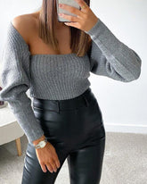 Stripe Tube Tops Cardigans Sweaters Two-piece Set