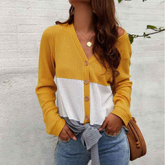 Women's Casual V-neck Single-Breasted Cardigan Sweater