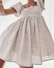 Square Collar Lantern Bubbles Sleeve Skater Party Mini Dresses