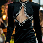 Lucille Long Sleeve Crystal Embellished Velvet Mini Dress