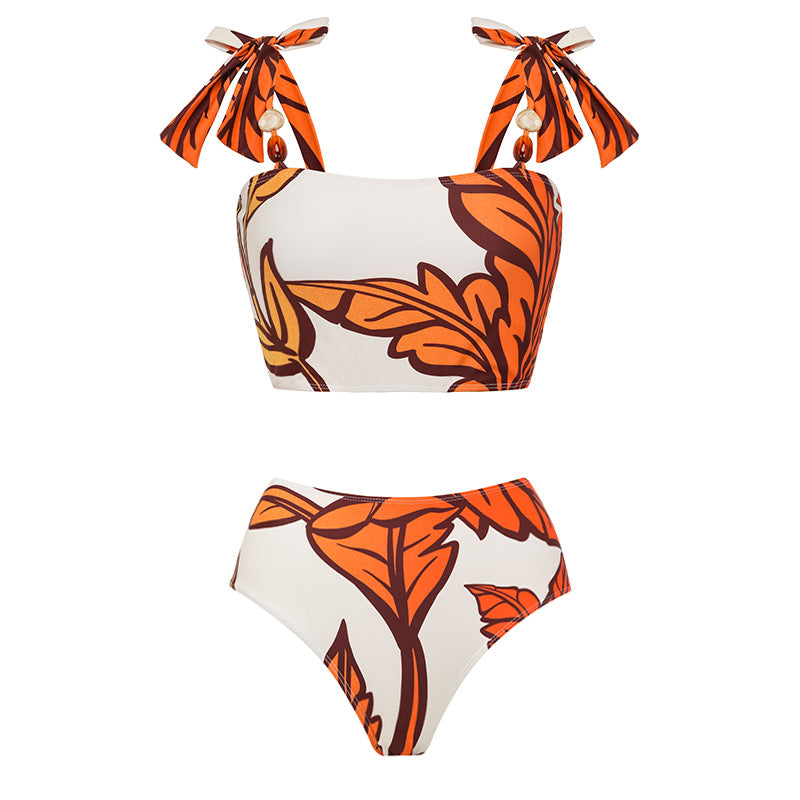 Floral Tie High Waist Two Piece Swimsuit