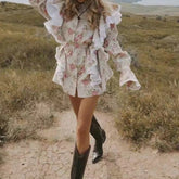 Nevada Long Sleeve Floral Lace Mini Dress