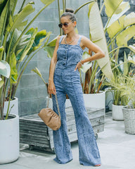 Strap Tube Top Wide-leg Denim Jumpsuit Bell-bottomed Pants