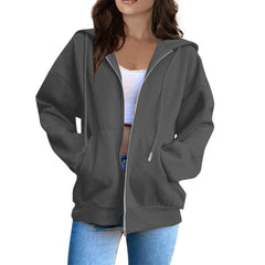 Zeagoo Women's Lightweight Hoodies Full Zip Up Oversized Sweatshirts with Pockets Long Sleeve Thin Casual Hooded Jackets