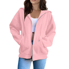 Zeagoo Women's Lightweight Hoodies Full Zip Up Oversized Sweatshirts with Pockets Long Sleeve Thin Casual Hooded Jackets