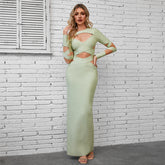 Cutout Round Neck Maxi Wrap Dress