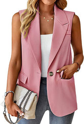 Zeagoo Women's Vest Jacket Casual Sleeveless Blazer Outerwear Cardigan with Pocket S-XXXL (Us Only)