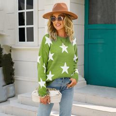 Star Pattern Round Neck Hole Sweater