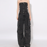 Samantha Strapless Denim Jumpsuit