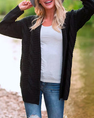 Solid Color Knit Long Cardigan Plus Size S-3XL