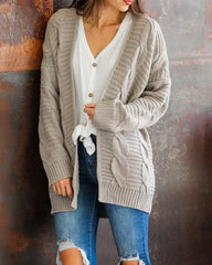Solid Color Knit Long Cardigan Plus Size S-3XL