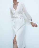 V-neck Tie-Back Slit Splicing Midi Dresses