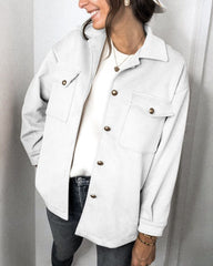 Splicing Single-breasted Button Suede Lapel Outerwear Coat