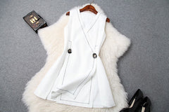 V-neck Suit Double Buckle Vest Shorts Blazers Two-piece Set