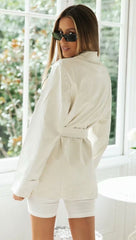 Suit Style Single-breasted Elastic Buckle Belt Coat Blazers