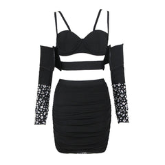 Candice Solid Strappy Crop Top & Skirt Set