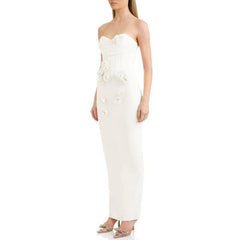 Lesley Off Shoulder White Flower Maxi Dress