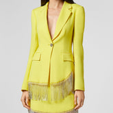 Sophia Full Color Crystal Fringe Blazer Suit