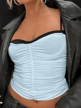 Contrast Color Pleat Cami Top