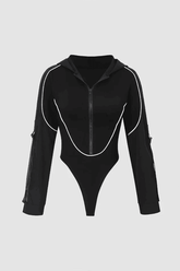 Contrast Stitch Long Sleeve Hooded Bodysuit