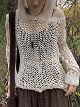 Crochet Hollow Long Sleeve Knit Top