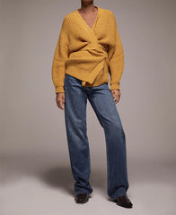 V-neck Knit Lace-up Tie-Back Cardigans