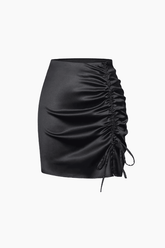 Drawstring Ruched Mini Skirt
