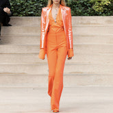 Candy Tangerine Metallic Blazer Suit