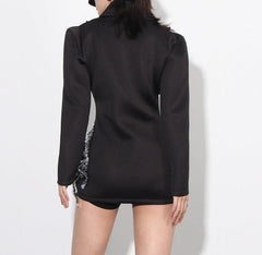 Yana V-neck Long Sleeved Sequin Rhinestone Mini Dress