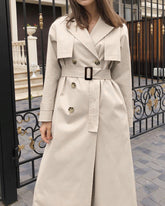 Splicing Lapel Lace-up Belt Windbreaker Coat