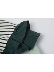 Women's Shirt Chic Vintage Blouses Casual Polo-Neck Long Sleeve Loose Female Striped Patchwork Blouses Fake Two Pieces