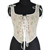 Jessy Drawstring Front Floral Corset Top