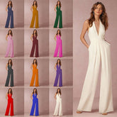 New European and American women's banquet dress jumpsuit, popular sexy hanging neck women's pants