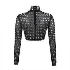 Hattie Long Sleeve Metal Beaded Tops