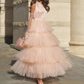 Mona Tiered Ruffle Halter Ruffled Dress