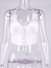 Tricia Halter Neck Lace Front Crop Cami Top