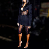 Cheslie Blazer Top & Hollow Out Skinny Shorts Set