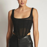 Willa Sheer Square Neck Corset Tank Top