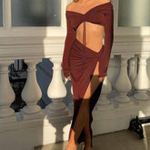 Leilani Long Sleeve Crop Top & High Slit Skirt Set