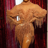 Myra Tassel Trim Mock Neck Dress