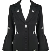 Rachel Solid Flounce Sleeve Blazer Dress